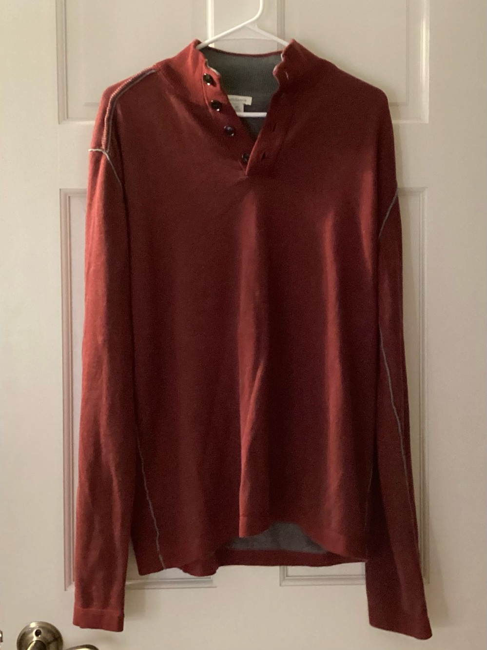 Sundance Men's Rust Red Zip-Up Mock Neck Sweater
